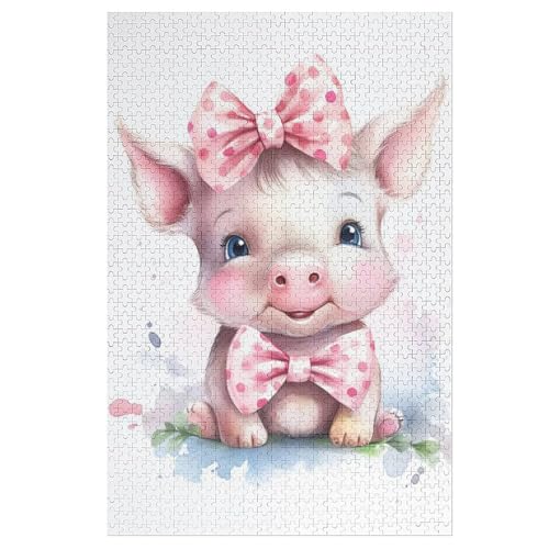 Schwein -Puzzle, 1000 Teile,Holzpuzzle Für Erwachsene Kinder, Lustiges Spielzeug, Denkspiel, Bildungsspiel, 78×53cm von LCWWW