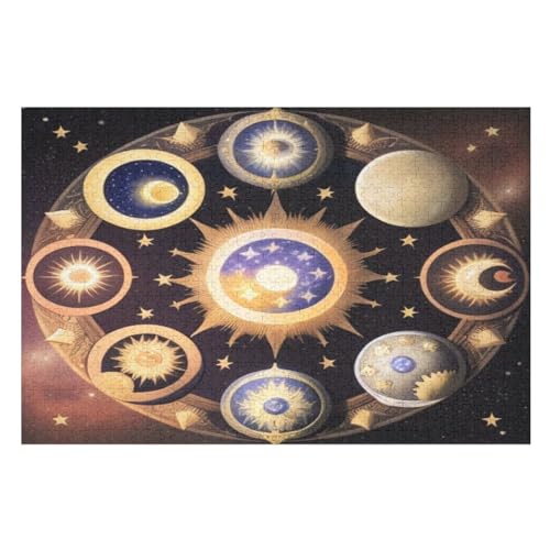 Sonnensystem 1000 Teile Puzzles Für Erwachsene, Impossible Puzzle, Geschicklichkeitsspiel Für Die Ganze Familie, Kinder Holzpuzzle （75×50cm） von LCWWW