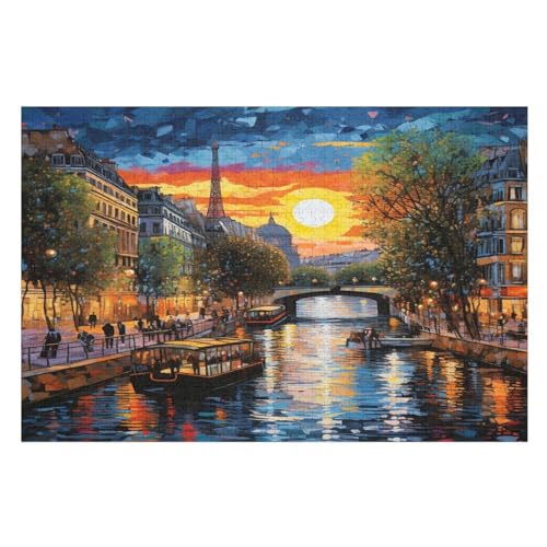 Stadtarchitektur Holzpuzzle 1000 Teile, Knobelspiele Für Erwachsene, Teenager, Puzzles Unmögliche - Kinder Puzzle Zimmer Deko （75×50cm） von LCWWW