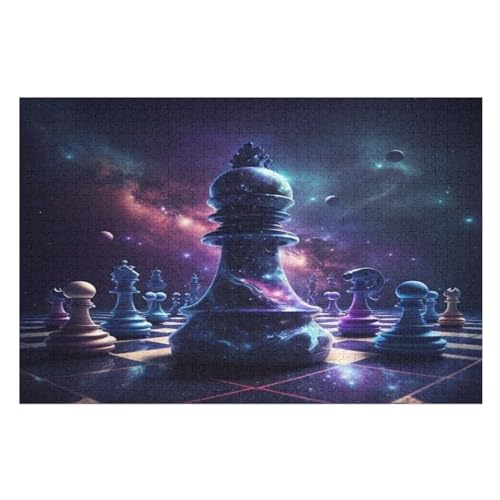Sternenhimmel Chessboard Holzpuzzle 1000 Teile, Knobelspiele Für Erwachsene, Teenager, Puzzles Unmögliche - Kinder Puzzle Zimmer Deko （75×50cm） von LCWWW