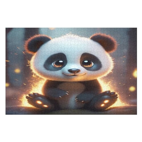 Süß Panda Puzzle Für Erwachsene,1000-teiliges Puzzles, Für Kinder,Holzpuzzle,Lernspielzeug, （75×50cm） von LCWWW