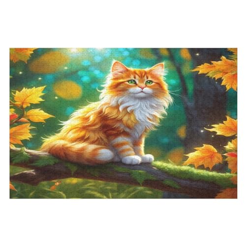 Süße Katze 1000 Teile Puzzles Für Erwachsene, Impossible Puzzle, Geschicklichkeitsspiel Für Die Ganze Familie, Kinder Holzpuzzle （75×50cm） von LCWWW