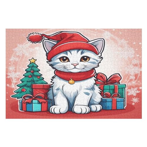 Süße Katze Holzpuzzle 1000 Teile Klassische Puzzles Erwachsene Kinder Puzzle DIY Kit Holzspielzeug Einzigartiges Geschenk （75×50cm） von LCWWW