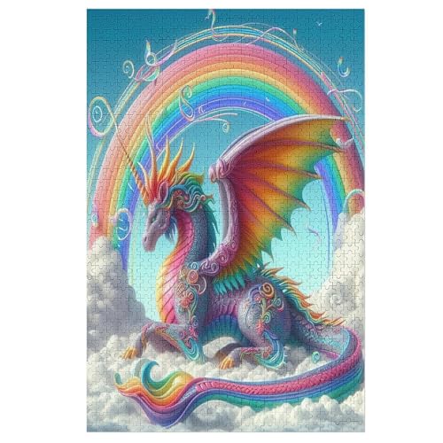 Süßer Drache Puzzle 1000 Teile, Holzpuzzle Herausforderndes Geschicklichkeitsspiel Für Die Ganze Familie, Kinder Erwachsenenpuzzle Ab 12 Jahren 78×53cm von LCWWW