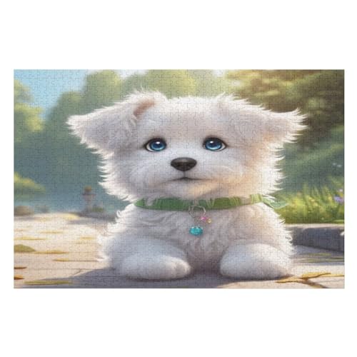 Süßer Hund Holzpuzzle 1000 Teile, Knobelspiele Für Erwachsene, Teenager, Puzzles Unmögliche - Kinder Puzzle Zimmer Deko （75×50cm） von LCWWW