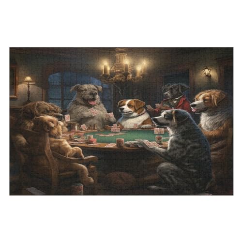 Süßer Hund Puzzle 1000 Teile, Holzpuzzle Für Erwachsene Kinder, Impossible Puzzles, Geschicklichkeitsspiel Für Die Ganze Familie （75×50cm） von LCWWW