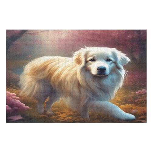 Süßer Hund Puzzle 1000 Teile, Holzpuzzle Herausforderndes Geschicklichkeitsspiel Für Die Ganze Familie, Kinder Erwachsenenpuzzle Ab 12 Jahren （75×50cm） von LCWWW