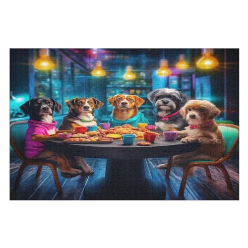 Süßer Hund Puzzles 1000 Teile Erwachsener Kniffel Spaß Für Die Ganze Familie, Holzpuzzle Kinder Erwachsene, Impossible Puzzle Schwer （75×50cm） von LCWWW