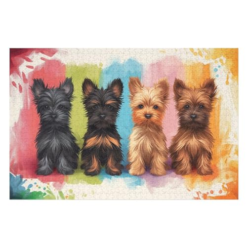 Süßer Hunds 1000 Teile Puzzles Für Erwachsene, Impossible Puzzle, Geschicklichkeitsspiel Für Die Ganze Familie, Kinder Holzpuzzle （75×50cm） von LCWWW