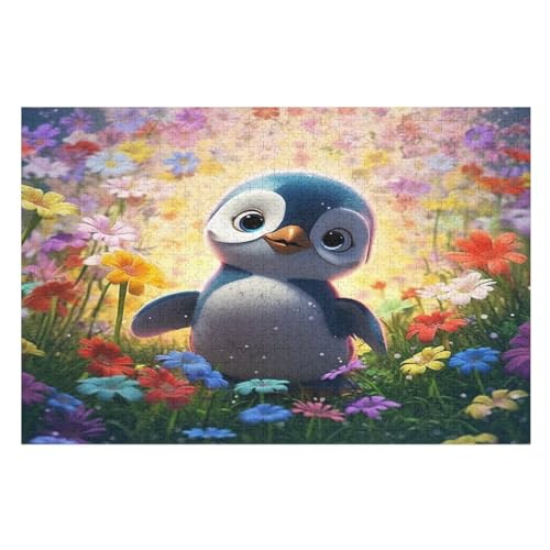 Süßer Pinguin 1000 Teile Puzzles Für Erwachsene, Impossible Puzzle, Geschicklichkeitsspiel Für Die Ganze Familie, Kinder Holzpuzzle （75×50cm） von LCWWW
