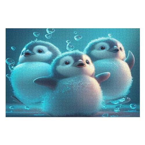 Süßer Pinguin -Puzzle, 1000 Teile,Holzpuzzle Für Erwachsene Kinder, Lustiges Spielzeug, Denkspiel, Bildungsspiel, （75×50cm） von LCWWW