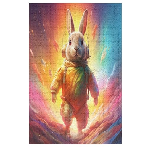Süßes Kaninchen Holzpuzzle - Puzzle Für Erwachsene, 1000-teilige Puzzles Für Teenager Und Kinder, Herausfordernde Spiele 78×53cm von LCWWW