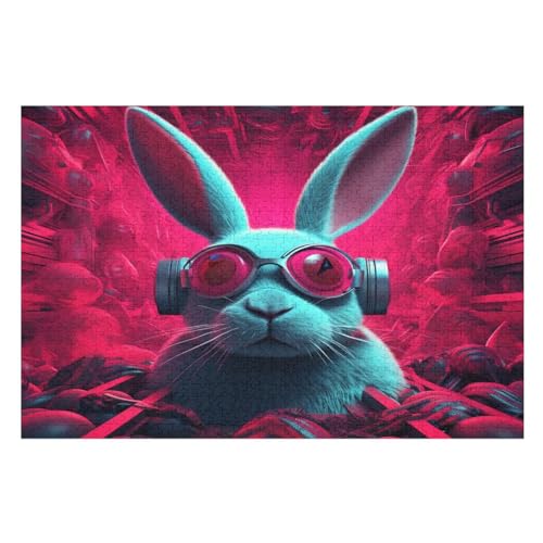 Süßes Kaninchen Puzzle, Puzzles Für Erwachsene Kinder, 1000 Teile Holzpuzzle, Für Jugendliche Herausforderungsspielzeug （75×50cm） von LCWWW