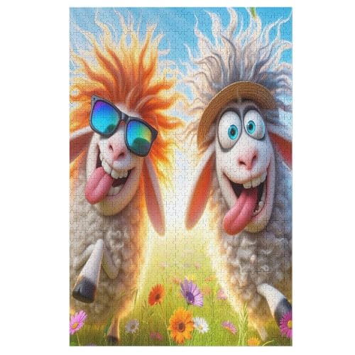 Süßes Schaf 1000 Teile Puzzles Für Erwachsene, Impossible Puzzle, Geschicklichkeitsspiel Für Die Ganze Familie, Kinder Holzpuzzle 78×53cm von LCWWW