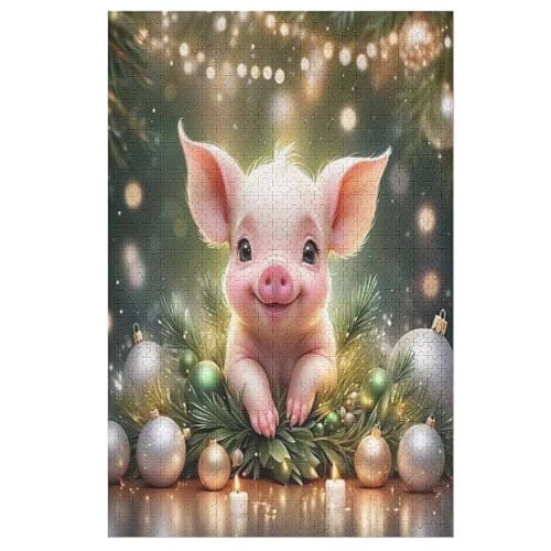 Süßes Schwein Puzzle, Puzzles Für Erwachsene Kinder, 1000 Teile Holzpuzzle, Für Jugendliche Herausforderungsspielzeug 78×53cm von LCWWW