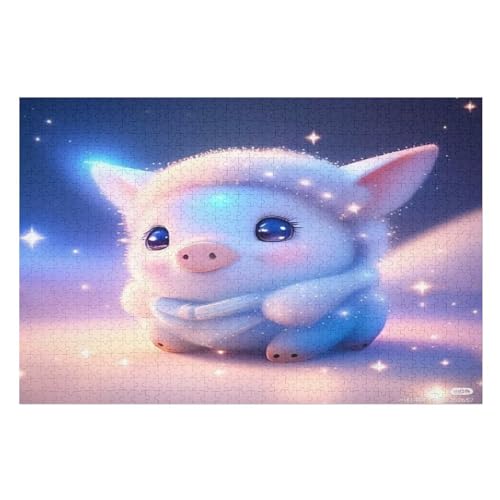 Süßes Schwein Puzzles 1000 Teile Erwachsener Kniffel Spaß Für Die Ganze Familie, Holzpuzzle Kinder Erwachsene, Impossible Puzzle Schwer （75×50cm） von LCWWW