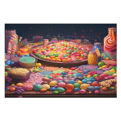 Süßwarenladen Puzzles 1000 Teile Erwachsener Kniffel Spaß Für Die Ganze Familie, Holzpuzzle Kinder Erwachsene, Impossible Puzzle Schwer （75×50cm） von LCWWW