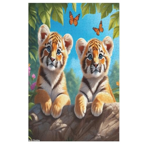 Tiger 1000 Teile Puzzles Für Erwachsene, Impossible Puzzle, Geschicklichkeitsspiel Für Die Ganze Familie, Kinder Holzpuzzle 78×53cm von LCWWW