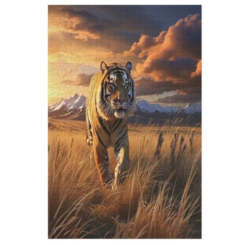 Tiger Holzpuzzle 1000 Teile Klassische Puzzles Erwachsene Kinder Puzzle DIY Kit Holzspielzeug Einzigartiges Geschenk 78×53cm von LCWWW