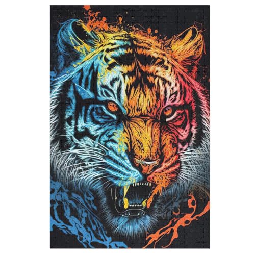 Tiger Holzpuzzle 1000 Teile Klassische Puzzles Erwachsene Kinder Puzzle DIY Kit Holzspielzeug Einzigartiges Geschenk 78×53cm von LCWWW