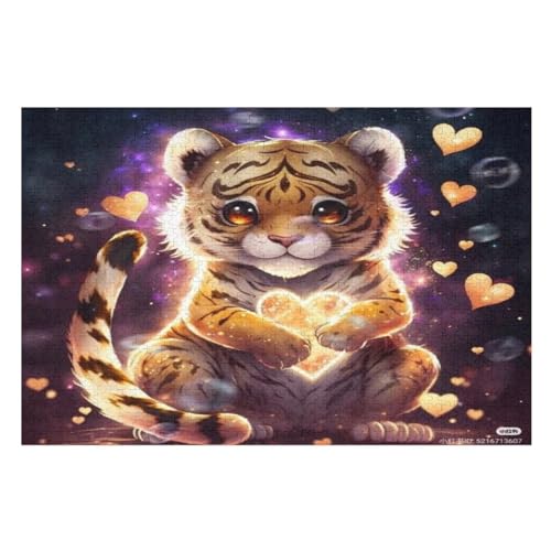Tiger Puzzles 1000 Teile Erwachsener Kniffel Spaß Für Die Ganze Familie, Holzpuzzle Kinder Erwachsene, Impossible Puzzle Schwer （75×50cm） von LCWWW