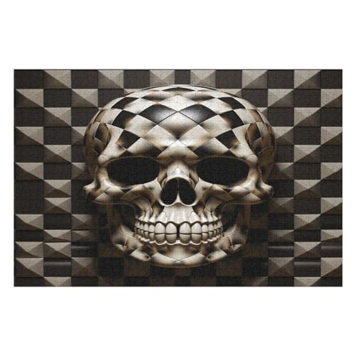 Totenkopf -Puzzle, 1000 Teile,Holzpuzzle Für Erwachsene Kinder, Lustiges Spielzeug, Denkspiel, Bildungsspiel, （75×50cm） von LCWWW