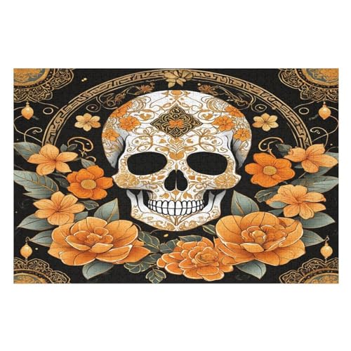Totenkopf Puzzle 1000 Teile, Holzpuzzle Für Erwachsene Kinder, Impossible Puzzles, Geschicklichkeitsspiel Für Die Ganze Familie （75×50cm） von LCWWW