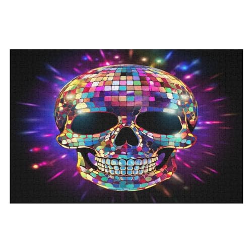Totenkopf Puzzle Für Erwachsene 1000 Teile Premium Recyceltes Brett Zum Lernen, Lernspielzeug, Familienspiele Kinder Holzpuzzle （75×50cm） von LCWWW
