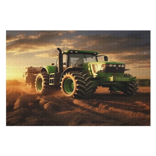 Traktor 1000 Teile Puzzles Für Erwachsene Holzpuzzle Familienpuzzlespiel Stressabbau-Puzzle Für Kinder Ab 12 Jahren （75×50cm） von LCWWW