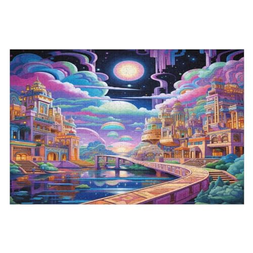 Traumhaftes Süßigkeitenhaus 1000 Teile Puzzles Für Erwachsene, Impossible Puzzle, Geschicklichkeitsspiel Für Die Ganze Familie, Kinder Holzpuzzle （75×50cm） von LCWWW