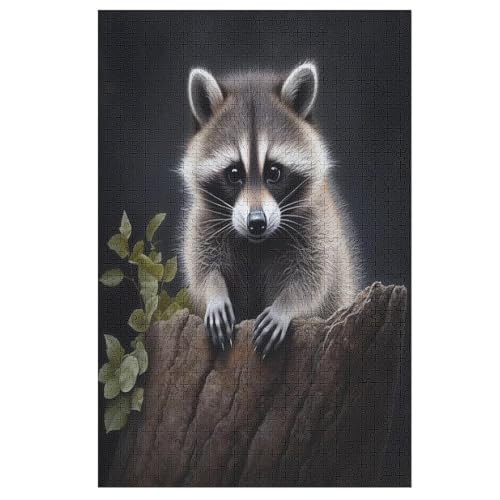 Waschbär-Puzzlespiel Aus Holz, 1000 Puzzleteile, Puzzle Für Teenager Und Erwachsene, Kreatives Spielzeug, Puzzles, 78×53cm von LCWWW