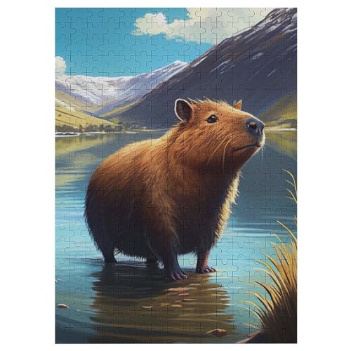 Wasserschwein 300 Teile Puzzles Für Erwachsene Holzpuzzle Familienpuzzlespiel Stressabbau-Puzzle Für Erwachsene Kinder Ab 12 Jahren 42×30cm von LCWWW