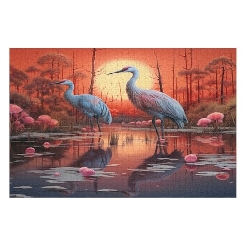 Weißer Kran -Puzzle, 1000 Teile,Holzpuzzle Für Erwachsene Kinder, Lustiges Spielzeug, Denkspiel, Bildungsspiel, （75×50cm） von LCWWW
