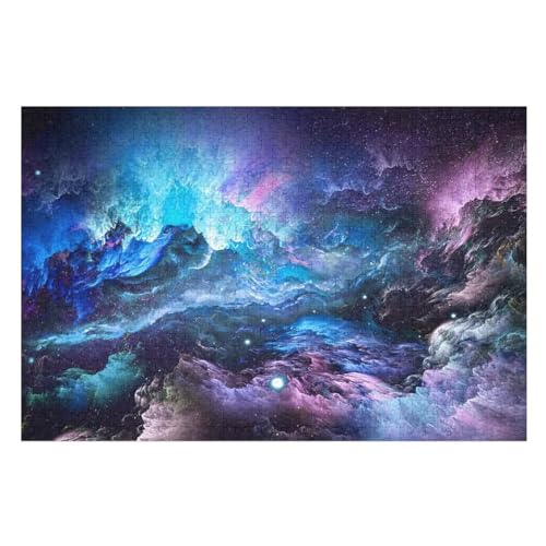 Weltraum Colors Nebula 1000 Teile Puzzles Für Erwachsene, Impossible Puzzle, Geschicklichkeitsspiel Für Die Ganze Familie, Kinder Holzpuzzle （75×50cm） von LCWWW