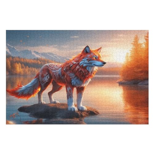 Wolf 1000 Teile Puzzles Für Erwachsene,Holzpuzzle - Verringerter Druck Schwieriges Unmögliche Puzzle Für 12+ Kinder （75×50cm） von LCWWW