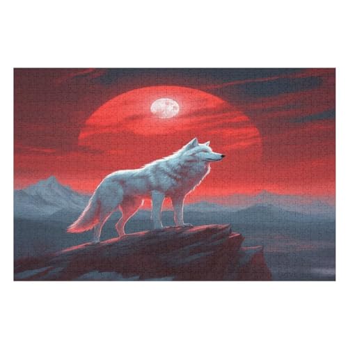 Wolf Holzpuzzle 1000 Teile, Knobelspiele Für Erwachsene, Teenager, Puzzles Unmögliche - Kinder Puzzle Zimmer Deko （75×50cm） von LCWWW