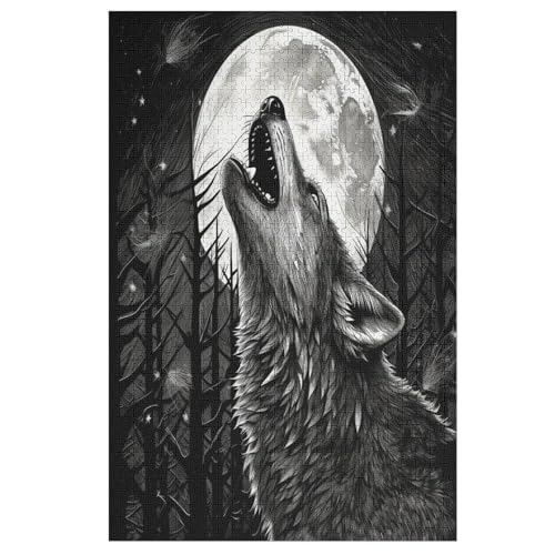 Wolf Holzpuzzle - 1000 Teiliges Jigsaw Knobelspiel - Puzzle Für Erwachsene & Kinder - Outdoor & Reisespielzeug 78×53cm von LCWWW