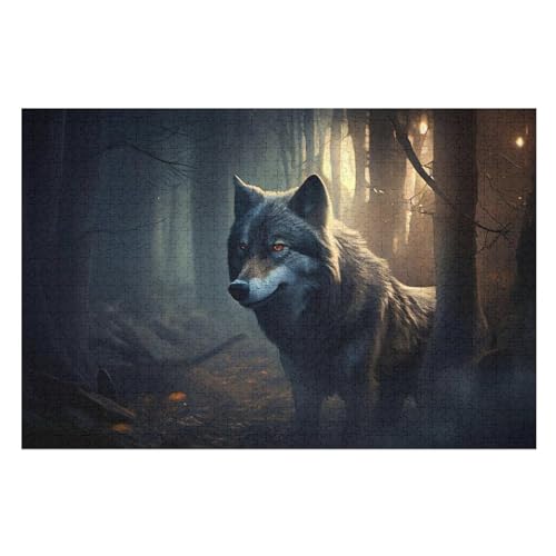 Wolf Puzzle 1000 Teile, Holzpuzzle Herausforderndes Geschicklichkeitsspiel Für Die Ganze Familie, Kinder Erwachsenenpuzzle Ab 12 Jahren （75×50cm） von LCWWW