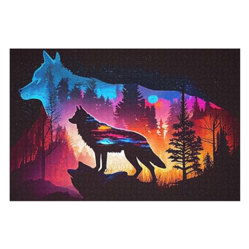 Wolf Puzzles 1000 Teile Erwachsener Kniffel Spaß Für Die Ganze Familie, Holzpuzzle Kinder Erwachsene, Impossible Puzzle Schwer （75×50cm） von LCWWW