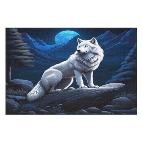 Wolf Puzzles 1000 Teile Erwachsener Kniffel Spaß Für Die Ganze Familie, Holzpuzzle Kinder Erwachsene, Impossible Puzzle Schwer （75×50cm） von LCWWW