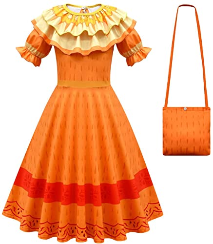 LCXYYY Pepa Cosplay Kostüm Mädchen Madrigal Mirabel Tante Pepa Prinzessin Kleid mit Zubehör Tasche Set für Kinder Verkleidung Halloween Karneval Geburtstag Party Fancy Kleidung Höhe 90-150 cm von LCXYYY