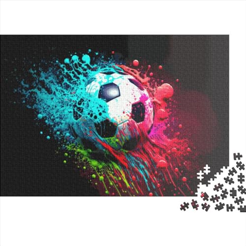 1000 Teile Fußball Buntes Puzzle Erwachsene Kinder Kreatives Rechteckpuzzle Holzpuzzle Lustiges Lernspielzeug 1000 Teile (75x50cm) von LCZLCZ