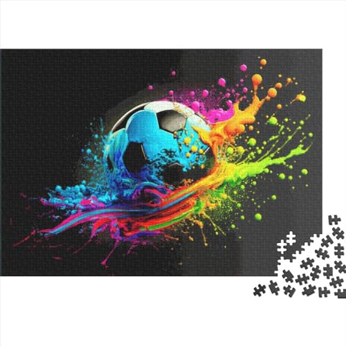 1000 Teile Fußball Buntes Puzzle Erwachsene Kinder Kreatives Rechteckpuzzle Holzpuzzle Lustiges Lernspielzeug 1000 Teile (75x50cm) von LCZLCZ