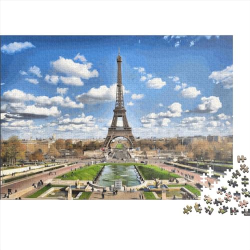 1000 Teile Paris-Puzzle für Erwachsene und Kinder, kreatives rechteckiges Puzzle, Holzpuzzle, lustiges Lernspielzeug, 1000 Teile (75 x 50 cm) von LCZLCZ