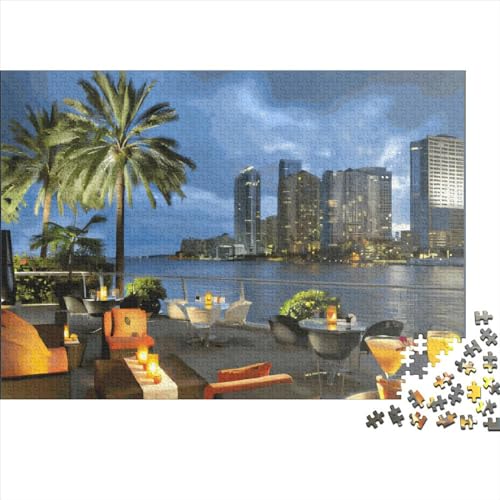 1000 Teile Puzzles Miami Florida Holzpuzzles Herausforderndes Spiel Quadratische Puzzles für Erwachsene und Kinder 1000 Teile (75 x 50 cm) von LCZLCZ