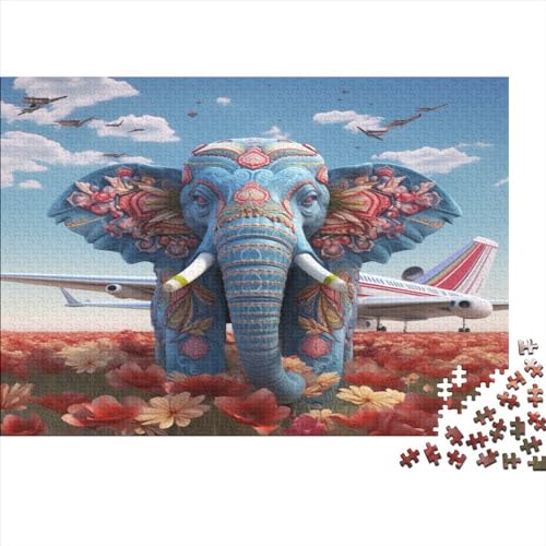 1000 Teile Tier-Elefant-Puzzle für Erwachsene und Kinder, kreatives rechteckiges Puzzle, Holzpuzzle, lustiges Lernspielzeug, 1000 Teile (75 x 50 cm) von LCZLCZ