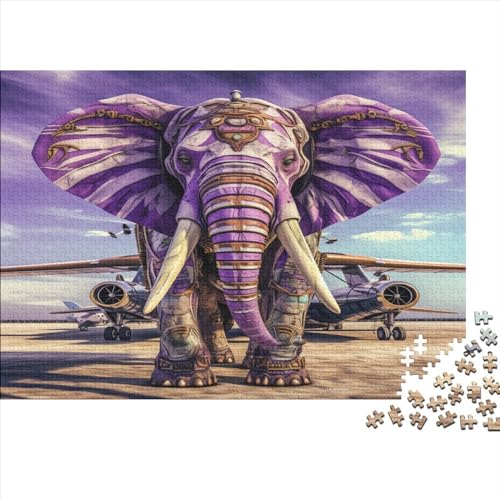 1000 Teile Tier-Elefant-Puzzle für Erwachsene und Kinder, kreatives rechteckiges Puzzle, Holzpuzzle, lustiges Lernspielzeug, 1000 Teile (75 x 50 cm) von LCZLCZ