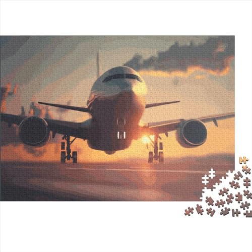 1000-teiliges Puzzle, Flugzeug-Sonnenuntergang, für Erwachsene und Kinder, Holzpuzzle, Lernspielzeug, 1000 Teile (75 x 50 cm) von LCZLCZ