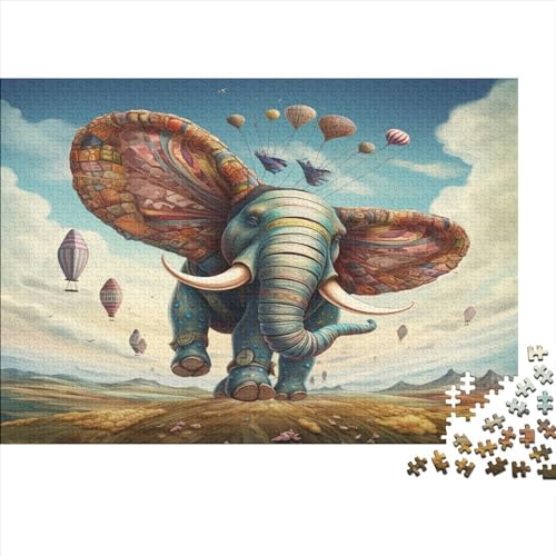 1000-teiliges Puzzle, Tier-Elefant-Puzzle für Erwachsene, Holzpuzzle, Lernspiel für Erwachsene, Kind, 1000 Teile (75 x 50 cm) von LCZLCZ