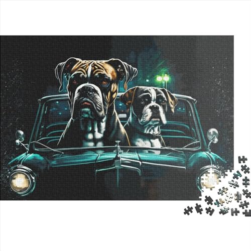 1000-teiliges Puzzle für Erwachsene, Der Hund auf dem Auto, Geschenke, kreative rechteckige Puzzles, Holzpuzzle 1000 Teile (75 x 50 cm) von LCZLCZ